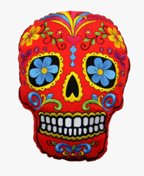 RED DAY OF THE DEAD PILLOW